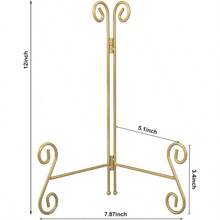 Soporte de exhibición para placas soportes de 12 pulgadas para exhibición de platos grandes caballete de hierro dorado para fotos marcos de fotos libros de cocina tarjetas y artículos - 1 - Ver 5