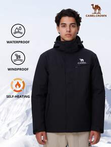 CAMEL CROWN Men's Outdoor Jacket, Autumn/Winter Down Jacket, Windproof Waterproof Outdoor Jacket, 3-In-1 Ski & Hiking Jacket - Phantom Black - View 1
