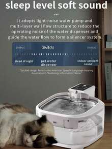 1pc 152oz/4.5L Wireless Cat Water Fountain, Battery Powered Pet Wireless Water Dispenser With Sensor - 4.5L - View 3