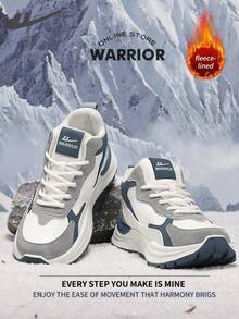 Warrior Comfortable Street Style Thick Soled Men's Shoes Autumn And Winter Lightweight Comfortable Breathable Running ShoesModest StyleCasual Yet Sleeksneakers Applicable Throughout The Yearwear-Resisting All-Day WearTraining Sneakers Thermal Lined Sneakers - Beige/Gray/Blue DM - View 7