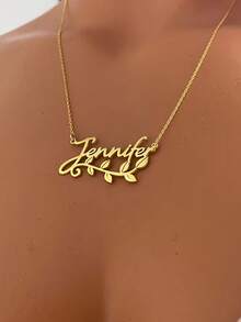 定制名字项链，树叶名字吊坠项链，女士项链，定制名字吊坠首饰，不锈钢首饰，夏季首饰，树叶形状名字吊坠，银色，金色名字吊坠项链，独特名字配饰，个性化名字项链，送给女朋友、母亲、朋友、伴娘，生日、周年纪念日、母亲节礼物，沙滩配饰 - 彩色 - 查看 3