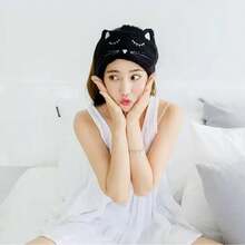 1pc Women's Cat Ear Wide Headband, Adhesive Makeup Headwrap Spa Hair Accessories Bath Hair Band Makeup Head Scarf Facial Washing Sweatband - Black - View 7