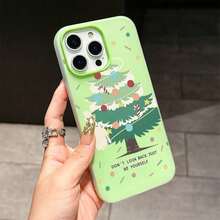 クリスマスツリー電話ケース カートゥーンスタイル 互換性のあるiPhone17/17pro/17promax/17Air/16pro/16plus/16promax/15/15promax/15pro/11/12/13/14promax/12mini/13mini/11pro/11promax/12pro/12promax/13pro/13promax/14pro/14promax クリスマスツリーとオーナメント ホリデーシーズンギフト かわいい猫の飾りデザイン 家族へのプレゼント 冬のおめでとうギフト クリスマスパーティーギフト - パープル - チェックする 1