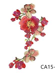 1片复古刺绣水溶性蕾丝大号布贴，DIY旗袍牡丹花贴花 - 紅色 - 查看 6