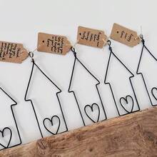 Decoração de parede em formato de casa de metal para o Dia dos Namorados - Miniatura para casa, cartão de felicitações DIY, ideal para inauguração de casa, casamento, chá de bebê, decoração aconchegante para a parede - Material de metal durável, presente para o Dia dos Namorados - Multicolorido - Ver 6