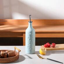 Sweejar - Botella dispensadora de aceite de oliva grande con boquilla dispensador de aceite de cerámica de 24 onzas para cocina envase opaco para cocinar AOVE vinagre paquete de 1 azul claro - Azulclaro - Ver 4