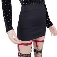 2 件装朋克风女士腿部吊袜带大腿束缚带弹力可调节长筒袜夹腿环吊袜带