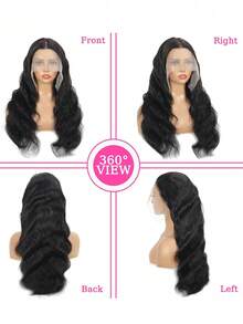 30英寸水波纹蕾丝前假发，真人发，预先拔毛，13x4高清透明蕾丝前额水波纹真人发假发，女士款，200密度，自然黑 - Natural Black - 查看 5