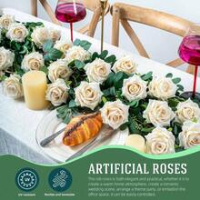 Roses Faux Flowers Silk Roses 16.5in Artificial Roses With Stems Realistic Artificial Flowers Suitable Indoor Home Decor Bouquet Wedding Decor Party Decor Pink Purple, 12PCS - White 12pcs - View 5