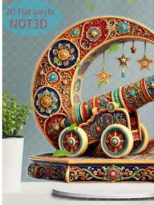 1pc Boho Style 2D Acrylic Decorative Sign & Plaque, Multipurpose Tabletop Floral Theme Decoration, Ideal For Home And Office, Ramadan Festival Creative Gift, Eid Al-Fitr Ideal Holiday Present, English Text, No Battery Or Laser Required - Multicolor - View 4