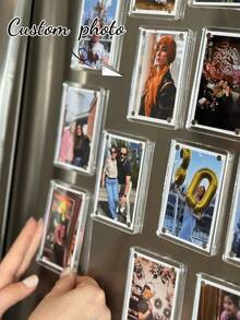 1pc Customized Magnetic Photo Frame, Acrylic Magnetic Photo Frame, Personalized Gift For Family And Friends, Home Decor, Souvenir, Mother's Day Gift, Wedding Essential