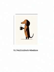 1幅无框腊肠犬喝咖啡艺术画，趣味狗狗爱好者海报，可爱动物墙饰，复古卡通帆布画，美观房间装饰，适用于卧室、办公室、宿舍、家居装饰，生日礼物、圣诞礼物、宠物爱好者礼物 - 彩色 - 查看 13