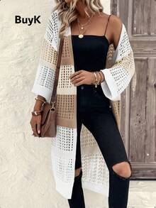 BuyK 【上衣】BM Style镂空针织开衫，短款设计，高端开襟，轻薄透气，春秋季ins风上衣，可搭配高腰黑色修身裤，打造休闲造型 - 卡其色 - 查看 3
