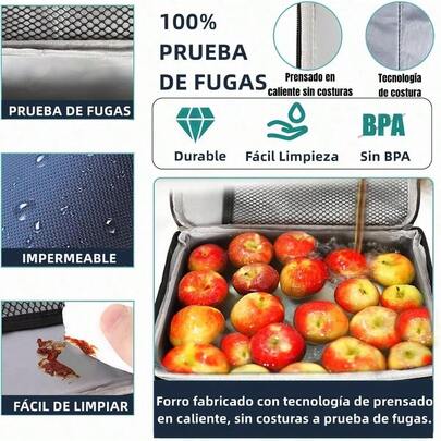 Bolsa del Almuerzo de Grande Loncs Térmica Reutilizable con correa ajustable Bolsa Termica Hielera de A Prueba de Goteo Bolsa Térmica de Comida Tela Oxford Impermeable Portátil azul