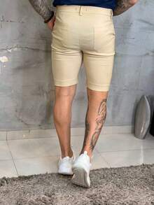 Men's Premium Tailored Ribbed Bengaline Shorts, Colorful, Stylish, And Sporty - 米色 - 查看 4