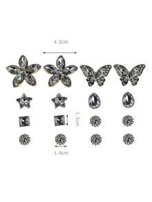 16 Stücke elegante Schmetterling & Blumen Strass Harz Dekorationen, geeignet für lässige Schuhe, Clogs und Sandalen, langanhaltend und niedliches Design, toll als Mädchen Party Gastgeschenke und kreative Geschenke - Verschiedenfarbig - Übersicht 7