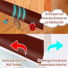 HALMAN Guardapolvo Adherible Para Puerta Evita Insectos Y Polvo 5 M,Rollo de 5m de tira de sellado para puerta anti-robo, tira autoadhesiva resistente al desgaste y a prueba de viento para sellar espacios en puertas, insonorización y protección contra impactos, clima, sonido, agua e insectos,Cinta de sellado inferior de la puerta tiene un adhesivo de alto rendimiento que se adhiere a la mayoría de las superficies y es ideal para marcos de puertas y ventanas. La cinta de sellado inferior de la puerta es resistente al agua, al viento, a la corrosión, al calor, al envejecimiento, al moho y al ácido. Proteger de la lluvia y el frío, proporcionando un ambiente limpio y cálido. - Café integral - Ver 8