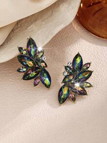 1 Pair Bohemian Alloy Rhinestone Inlaid Fashion Versatile High-End Luxury Exaggerated Earrings For Women - Colorful - View 3