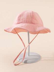 1pc Baby Solid Color Sun Hat, Breathable Beach Bucket Hat With Adjustable Drawstring, Suitable For Baby Boys And Girls In Summer - 1PC - View 13