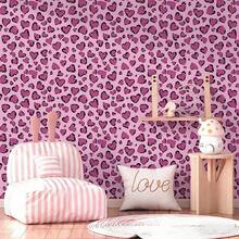 1卷粉色心形图案花卉壁纸 - 即撕即贴，现代风格，无缝拼接，可移除且易于安装。宽17.33英寸，适合DIY，是家居装饰、家具翻新和节日装饰的理想之选。 - 彩色 - 查看 4