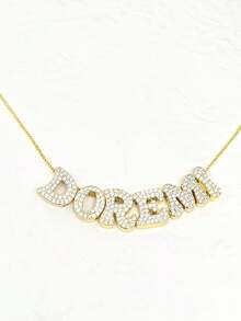 Customized Zirconia Letter Necklace, Sliding Letter Pendant Necklace, Women's Jewelry, Personalized Valentine's Day Gift, Birthday, Anniversary Gift - Multicolor - View 9