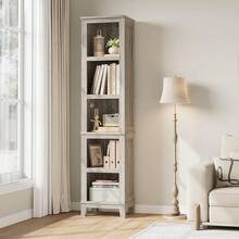 Huisuilinss 5 Tier Bookshelf,Narrow Bookcase,Tall Narrow Bookshelf,Wood Bookshelves,Compact Corner Bookcase,Modern Cube Display Rack For Home Office Living Room Bed Room - Gris retro - Ver 6