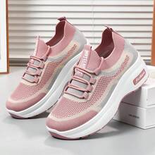 Women's Athletic Shoes, Available In Plus Sizes, Slip-On Design, Lightweight And Breathable Mesh Upper, Slip-Resistant And Shock-Absorbing, Machine Washable, Sporty Style, Tennis Shoes, Perfect For Everyday Wear, Running, Fitness, Travel, And Shopping, Making A Great Women's Day And Mother's Day Gift. - 粉色 - 查看 5