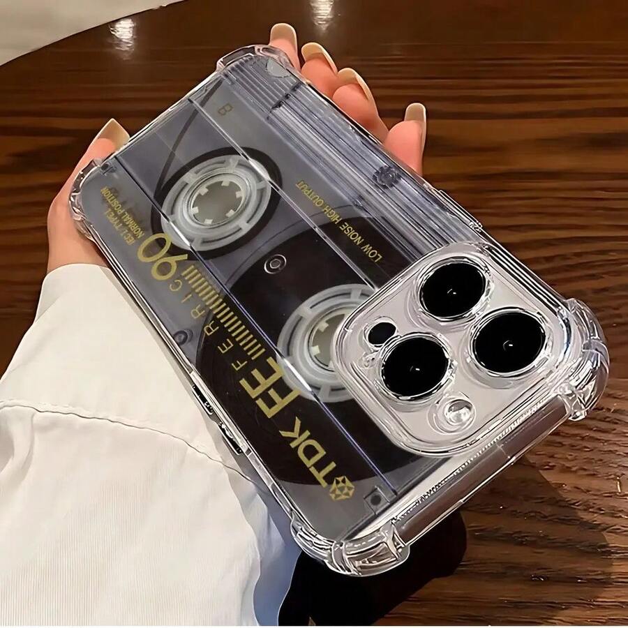 Funda de Teléfono Impresa Funda de Teléfono - Una Funda de Teléfono de Casete Musical Retro Compatible con iPhone X/11/12/13/14/15/16/Plus/Pro/Promax, con un Panel Trasero Transparente y Suave Diseñado para Prevenir Caídas, Lo que la Hace el Regalo Perfecto para Navidad, Pascua, Día de los Inocentes, No Amarillea y Es Resistente a los Golpes - 1 pieza - Ver 1