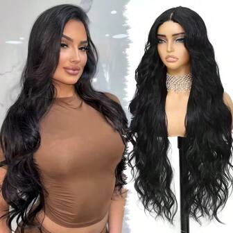 13 X 4 X 1 Lace Front Wig,200% Density Coloured Wigs Clear Lace Synthetic Fiber Wig For Women With Long Straight Hair. Long Straight Black Wigs Synthetic Heat Resistant Fiber Hair Wig Premium Chocolate Black Silk Straight Hairpiece Wigs For Women With Glueless Lace Natural Straight Wigs