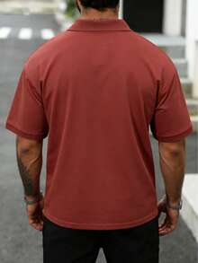 Men's Spring/Summer Collared Polo Shirt, Business/Casual Short Sleeve Versatile T-Shirt, Office/Party/Event Wear - Pink - View 2