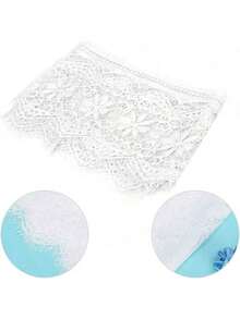 EstiloEncaje para Ropa, 14.5cm x 2.73m Encaje Bordado de Poliéster, Blanco y Negro, para Decoración de Vestidos, Manualidades y DIYVersión mejorada - blanco - Ver 7