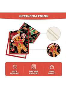 EstiloArtoid Mode - Camino de Mesa Navideño con Diseño de Bastones de Jengibre y Caramelo para Decoración de Invierno en Comedor, Hogar y Fiestas, 13 x 72 PulgadasVersión mejorada - Rojo/Negro - Ver 6