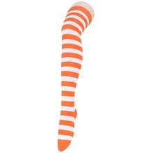 Zando Womens Thigh High Socks Striped High Knee Socks Knee High Socks For Cosplay Long Socks Over The Knee Leg Warmers,OneSize,OrangeWhite - OrangeWhite - 查看 5