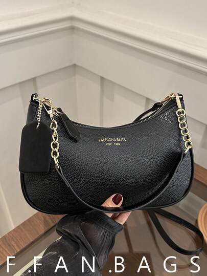 1pc Women's New Underarm Bag, Fashionable Shoulder Handbag, High-Quality Textured Leather-Like Material, Suitable For Office, Small Size