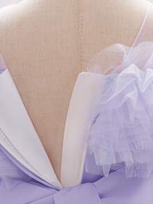 Baby Girls Sequin Tulle Cute Flower Girl Wedding Trailing Dress, Suitable For Party, Birthday, Outing, Does Not Include Headband - Mauve Purple - View 10