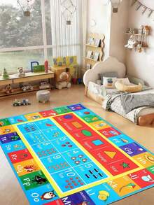 1 Stück Mehrfarbiger karierter Kinderteppich, Zahlen, Buchstaben, Formen, Tiere, Früchte dekorativer Teppich für Kinderzimmer, Schlafzimmer Dekoration, kleiner Teppich, Teppich, Heimdekoration, Wohnzimmerteppich, kleiner Wohnzimmerteppich, Schlafzimmerteppich, Wohnzimmer Heimdekoration, Outdoor-Teppich, waschbarer Teppich - Verschiedenfarbig - Übersicht 2