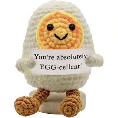 1pc Handmade Crocheted Plush Easter Egg Doll, Comes With Positive Energy Card, Suitable As Gift For Teachers, Kids, Friends, Coworkers, Can Be Used As Emotional Knitted Doll, Easter, Birthday Home Decor, Or For Easter, Mother's Day, Birthday, Daily Encouragement, Combines Adorable Decor And Positive Energy. This Charming Desktop, Living Room, Bedroom, Office Or Car Decor Piece Can Bring You Happiness And Positive Emotions.
