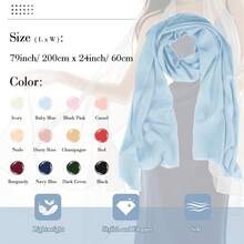 P Pothuiny Women Chiffon Sheer Shawl Wraps For Evening Dresses, 79inchx24inch Lightweight Soft Chiffon Scarfs Wedding Party Bridal,79inchx24inch,Ba ByBlue - Ba byBlue - 查看 8