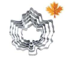 5件套枫叶形饼干模具 - 可放入洗碗机清洗的翻糖烘焙模具，适用于烘焙、DIY手工制作 - 銀色 - 查看 5