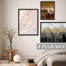 A PLUS MAX Black A4 Frame Set Of 6, Engineered Wood Frame Display Papaer Size A5 Picture With Mat Or A4 Without Mat, A4 Frame With Wood-Grain For Photo 8.3x11.7 Inch For Wall - 6 Packs - ColorB - 查看 7