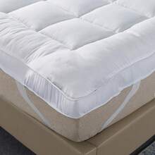 SIWEINING 返校季加厚床垫垫，适用于宿舍沙发和床，尺寸可选：单人床、双人床、大号床、特大号床，采用超细纤维材质，填充物为3D聚酯纤维，四角配有松紧带，并带有床垫套。 - 白色 - 查看 3