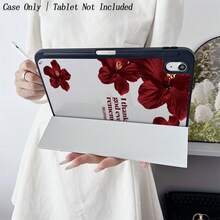 1pc Burgundy Hibiscus & Leopard Pattern Tablet Protective Case - Elegant And Eye-Catching Design, Foldable Stand, Shock-Proof Protection, Pen Slot, Suitable For 10.9/10.2/Air 5th Gen/Pro 11/10th Gen/9.7/Air 2/ (7th Gen)/ (8th Gen)/ Air 4/5/ Pro 11/ 10th Gen 10.9" (2022)/ Air 13" (M3 2025)/ Air 11" (M3 2025) - Multicolor - View 5