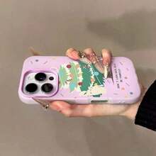 クリスマスツリー電話ケース カートゥーンスタイル 互換性のあるiPhone17/17pro/17promax/17Air/16pro/16plus/16promax/15/15promax/15pro/11/12/13/14promax/12mini/13mini/11pro/11promax/12pro/12promax/13pro/13promax/14pro/14promax クリスマスツリーとオーナメント ホリデーシーズンギフト かわいい猫の飾りデザイン 家族へのプレゼント 冬のおめでとうギフト クリスマスパーティーギフト - パープル - チェックする 5