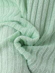 Baby Girl Summer Knit Set: Mint Green Ribbed Polo Shirt (Contrast Collar + Strawberry Decor + Ruffle Sleeves) & White Apricot Ruffle Hem Shorts 2Pcs, Soft Knit Fabric, Breathable & Skin-Friendly, Delicate Decor, Light Color Suitable For Summer Daily/Light Social Occasions, Comfortable & Easy To Wear & Care, Creating A Cute Outfit - Mint Green - View 11
