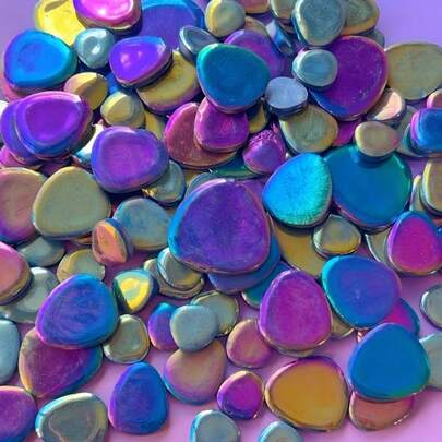 100g/200g metallische Farbverlauf Mosaik Fliesen, gemischte Größen versendet, bei hoher Temperatur gebrannte glatte Oberfläche Mosaik Stücke, geeignet für Handwerksarbeiten, Treppen-/Wandeinlagen, DIY Teller Untersetzer, Tischplatte Heimdekoration