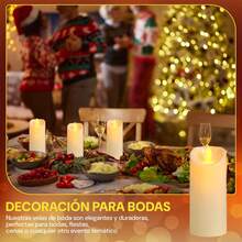 6PCS Velas Oscilante LED Sin Llama, Realista Velas de Pilar, Led Flama Realista con Movimiento Luz Vela de Lllama, Velas Decorativas para Decoración Hogar, Bodas, Fiestas, Navidad (Blanco-6) - 1 - Ver 8