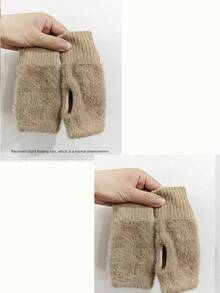 新款女士冬季貂毛半指手套，柔软保暖。奢华纯色毛绒针织露指手套。保暖羊毛半指手套，女士冬季毛绒针织手套，保护手腕和手指，适用于触屏设备，非常适合办公室、学生、写作和日常佩戴。 - 彩色 - 查看 21