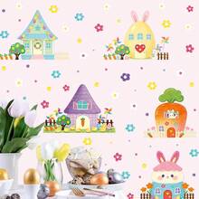 1 Set Of 6 Cute House Window Stickers For Spring Easter, Removable DIY Decals For Bedroom, Living Room, Home, And Window Decoration - Multicolor - View 6