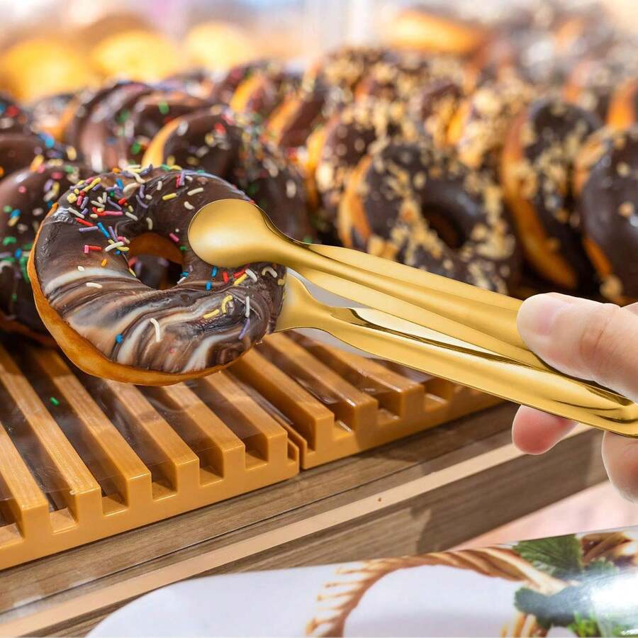 8 Pieces Mini Tongs Stainless Steel Small Sugar Serving Tongs For Charcuterie Board Appetizers Dessert Serving Food Tiny Party Danish Candy(6 Inch,Gold Color) - Gold - View 1