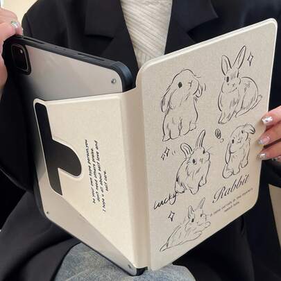 Custodia protettiva per tablet piatta e rotante con coniglio carino, adatta per iPad 10, custodia protettiva per iPad 11 2025 con slot per matita, rotazione a 360 gradi, custodia protettiva per iPad Air 7/5/6 10.2 in acrilico, 9a generazione